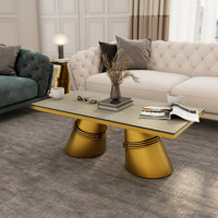 50 Inch Glass Living Room, Gorgeous Rectangle With Stainless Steel Legs by Everly Quinn