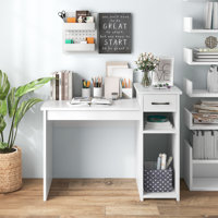 Ebern Designs Computer Desk with Storage Shelf Modern Study Desk with Drawer Multipurpose Home Office Desk by Ebern Designs