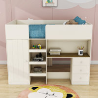 Alfreada Full Size Wood Loft Bed With Wardrobe,Desk And Drawers by Isabelle & Max
