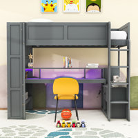 Jennylyn Wood Loft Bed With Desk And Drawer by Harriet Bee