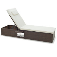 Ebern Designs 1 Pcs Patio Chaise Lounge With 6-level Backrest Comfy Seat Cushion & Headrest Backyard by Ebern Designs