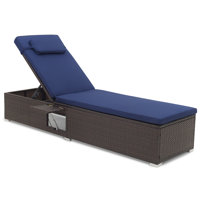 Ebern Designs 1 Pcs Patio Chaise Lounge With 6-level Backrest Comfy Seat Cushion & Headrest Backyard