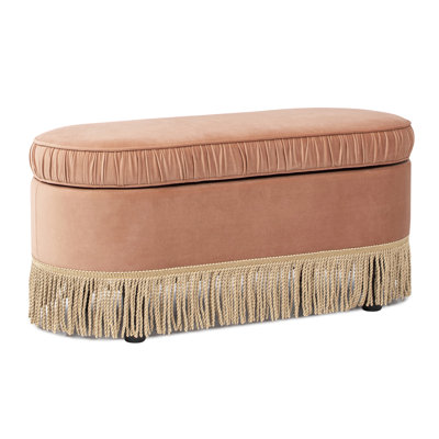 Serena 38" Oval Storage Bench Ottoman, Olive Green Performance Velvet by Mercer41