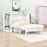 Stronski Wood Murphy Bed with Shelves,Drawer and USB Ports