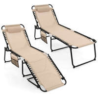 Costway 2 Pcs Patio Folding Chaise Lounge Chair Portable Sun Lounger With Adjustable Backrest by Arlmont & Co.