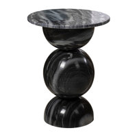 19" Modern Natural Marble Handmade Stacked Round Pedestal End Table by Orren Ellis
