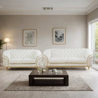 VERX- 2-Piece Premium Flannelette Classic Chesterfield Living Room Sofa Set