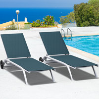 63.6" Long Reclining Chaise Lounge with Wheels (Set of 2)