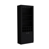 Ankarl 74-Inch Tall Wine Bar Cabinet With 4-Tier Shelves Black by Latitude Run