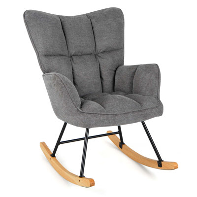 Giantex Nursery Rocking Chair With High Backrest Padded Armrests & Seat For Nursery