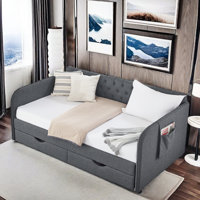 Tanikia Upholstery Daybed with Trundle, Pocket and 2 Drawers by Wildon Home