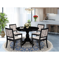 5-pc Table set consists of a Round Table and 4 Texture Polyester stackable Chair - (Finish Option). by Alcott Hill