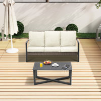 3 - Person Outdoor Conversation Set With Cushions by Winston Porter