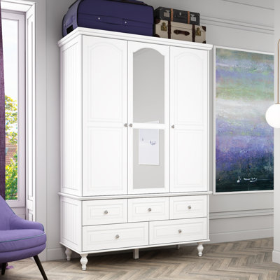 Aijahlon 3-Door 5-Drawer Wardrobe With Mirror by Darby Home Co