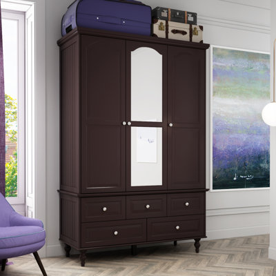 Aijahlon 3-Door 5-Drawer Wardrobe With Mirror by Darby Home Co