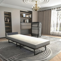 Folding Bed with 4 Inch Mattress,Portable Foldable Guest Bed,Easy Storage and Movable with 4 Castors by Ebern Designs