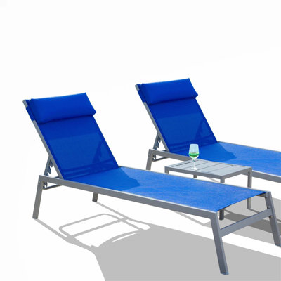 Patio Chaise Lounge Set With Table