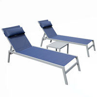 Pool Lounge Chairs,Outdoor Adjustable Recliner All Weather,Patio Chaise Lounge Set by Latitude Run