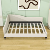 Aghilas Linen Upholstered Daybed with Wood Legs and Slats by Darby Home Co