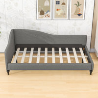 Aghilas Linen Upholstered Daybed with Wood Legs and Slats by Darby Home Co
