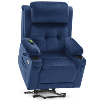 Large Dual Motor Lay Flat Power Recliner Lift Chair With Massage, Heat and Power Headrest, Fabric