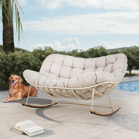 Gifty Steel Outdoor Loveseat Rocker Chair by Corrigan Studio