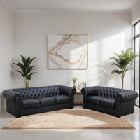 Sherrea 2 - Piece Genuine Cowhide Leather Luxury Chesterfield Living Room Sofa Set by Red Barrel Studio