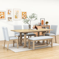 Charmant 6-Piece Extendable Dining Table Set with Removable Leaf, Dining Chair and Bench by Gracie Oaks