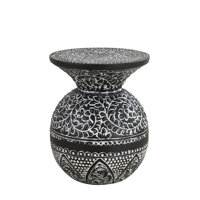 Aaliana Black and White Patterned End Table by Bungalow Rose