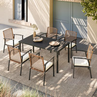 6 - Person Rectangular Iron Dining Set with Cushions by Wildon Home