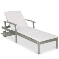79X26in Acacia Wood Outdoor Chaise Lounge Chair W/ Adjustable Backrest, Table, Wheels by Red Barrel Studio