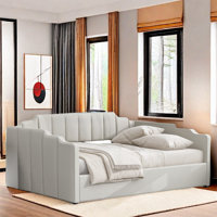 Stefoni Modern Upholstered Daybed with Underneath Storage and Soft Textile Headboard by Red Barrel Studio