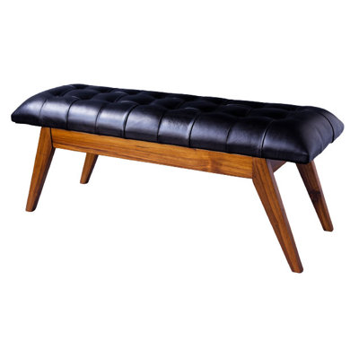 Cathern Leather Upholstered Storage Bench by George Oliver