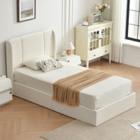 Juanetta Hydraulic Lift Up Storage Wingback Upholstered Platform Bed