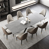 Kerius 9 - Piece 70.86" to 102.36" Extendable Rectangular Sintered Stone Dining Table with 8 Leather Chairs Dining Set by Corrigan Studio