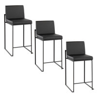 Rego High Back Counter & Bar Stool in Steel and Faux Leather by Orren Ellis