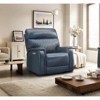 Liudgardas Triple-Motor Recliner Sofa 39" Genuine Leather Power Zero Gravity Liudgardas Reclining Couch with USB&USB-C Port by Hokku Designs