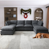 Balendin U-shaped modular sofa, occasional sofa with footrest, feather duvet, modual. by Latitude Run