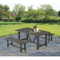 3 Piece Outdoor Patio Set With Rustic Acacia Wood by Wildon Home