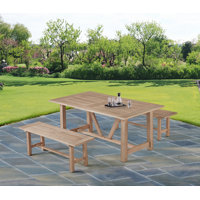 3 Piece Outdoor Patio Set With Rustic Acacia Wood