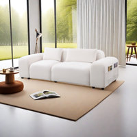 Aleksandur 92" 2-Piece White Microfiber Minimalistic Cloud Sofa by Wrought Studio