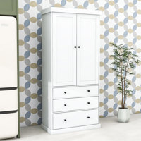 Natalene Kitchen Pantry, Freestanding Tall Cabinet with 3 Drawers and Adjustable Shelves by Latitude Run