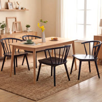 Majidah Solid Wood Arm Chair in Black by Gracie Oaks