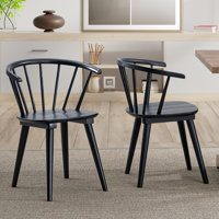 Majidah 21.7" Contemporary Black Windsor Style Spindle Back Dining Side Chair by Gracie Oaks