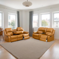 Laivi 2-Piece Vegan Leather Manual Reclining Living Room Sofa Set