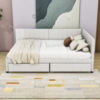 Full Upholstered Sofa Daybed with Drawers by Latitude Run