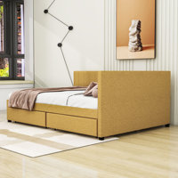 Full Upholstered Sofa Daybed with Drawers by Latitude Run