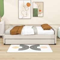 Upholstered Platform Daybed with Trundle and USB