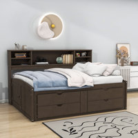 Wood Full Daybed with Cabinets, Shelves and Drawers by Wildon Home