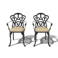 Aluminium Outdoor Dining Armchair with Random Colors Cushion (Set of 2) by Astoria Grand
